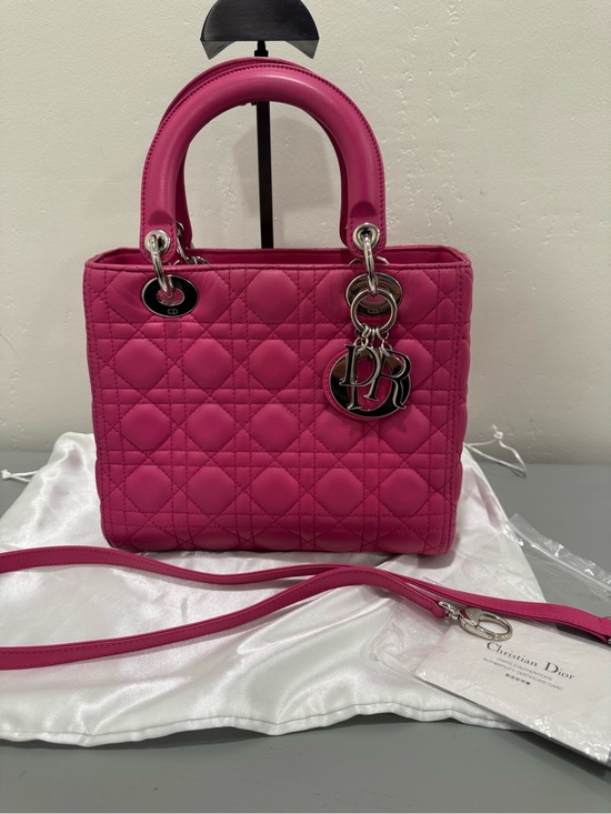 Dior Handbags - Dior Lady Dior Hot Pink Quilted leather small  with Silver Hardware